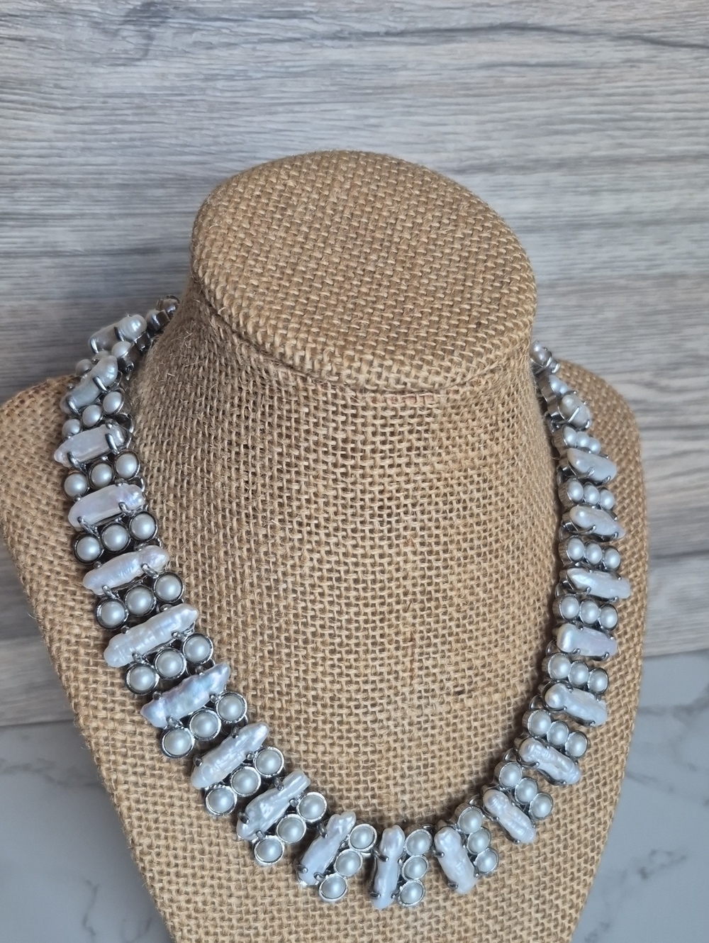 Ann Taylor White Pearl and Silver-Accent Bar Necklace - Women Jewelry